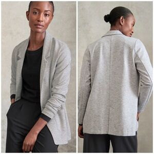 Garnet Hill relaxed knit blazer heather gray